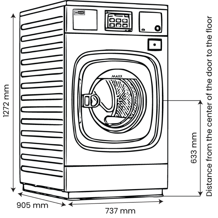 غسالة ملابس أمامية التحميل سعة 15 Kg بجهد 440V-60Hz MAXX-COMW15OA 440V للاستخدام البحري - الصورة 2