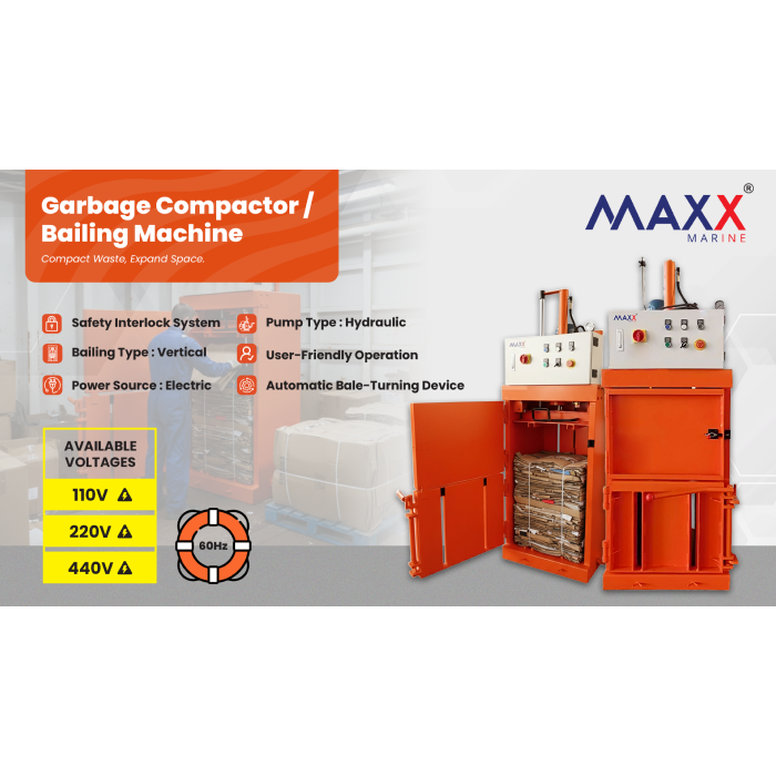 كباسة قمامة سعة 2 طن بجهد 220V-60Hz MAXX-GC2TJE 220V للاستخدام البحري - الصورة 4